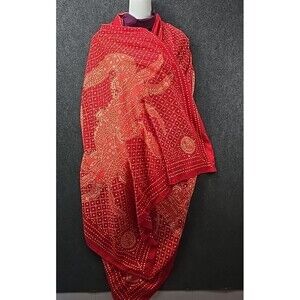 Tory Burch Indigo Red & Ivory Polka Dot Crab-Print Scarf Wrap